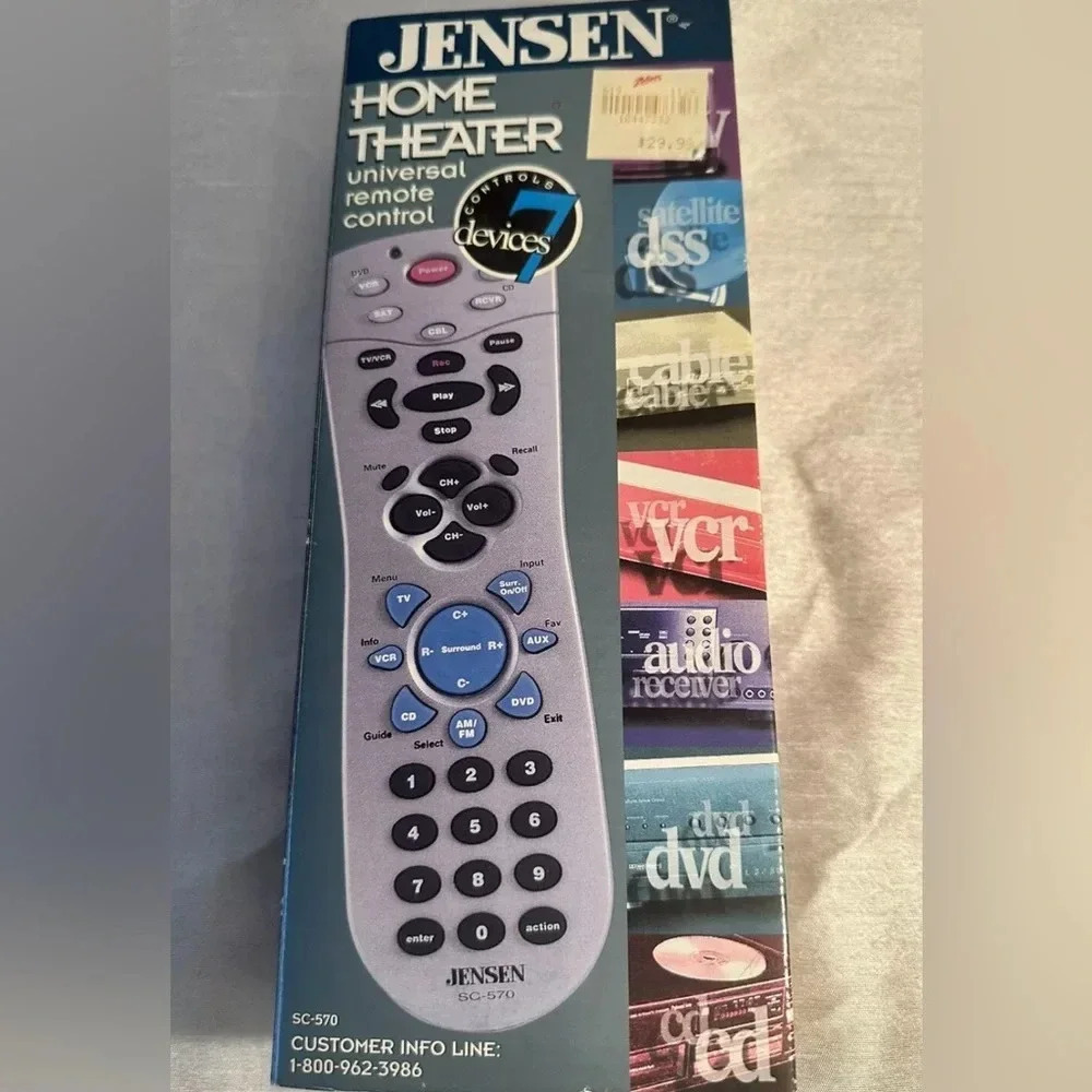 2/25$ Jensen Home Theatre Universal Remote For 7 Devices